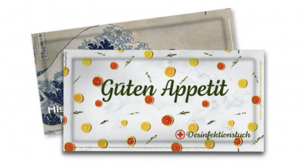 Bedruckte Desinfektionstücher