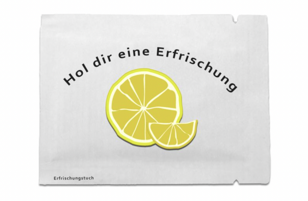 Bedruckte Erfrischungstücher