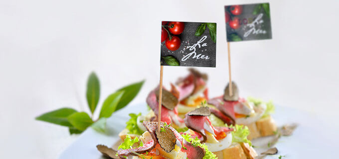 Bedruckte Partypicker mit Logo